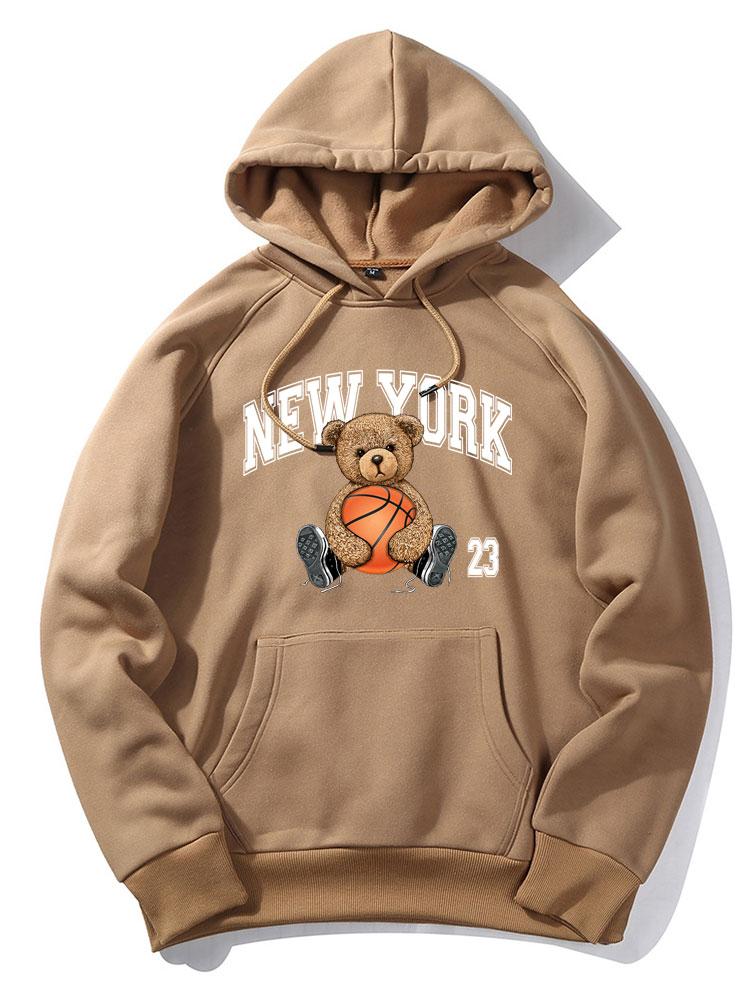 New York Basketball Bear Print Hoodie - Image 2