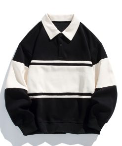 Alternative view of Relax Fit Color Block Patchwork Polo Sweatshirt