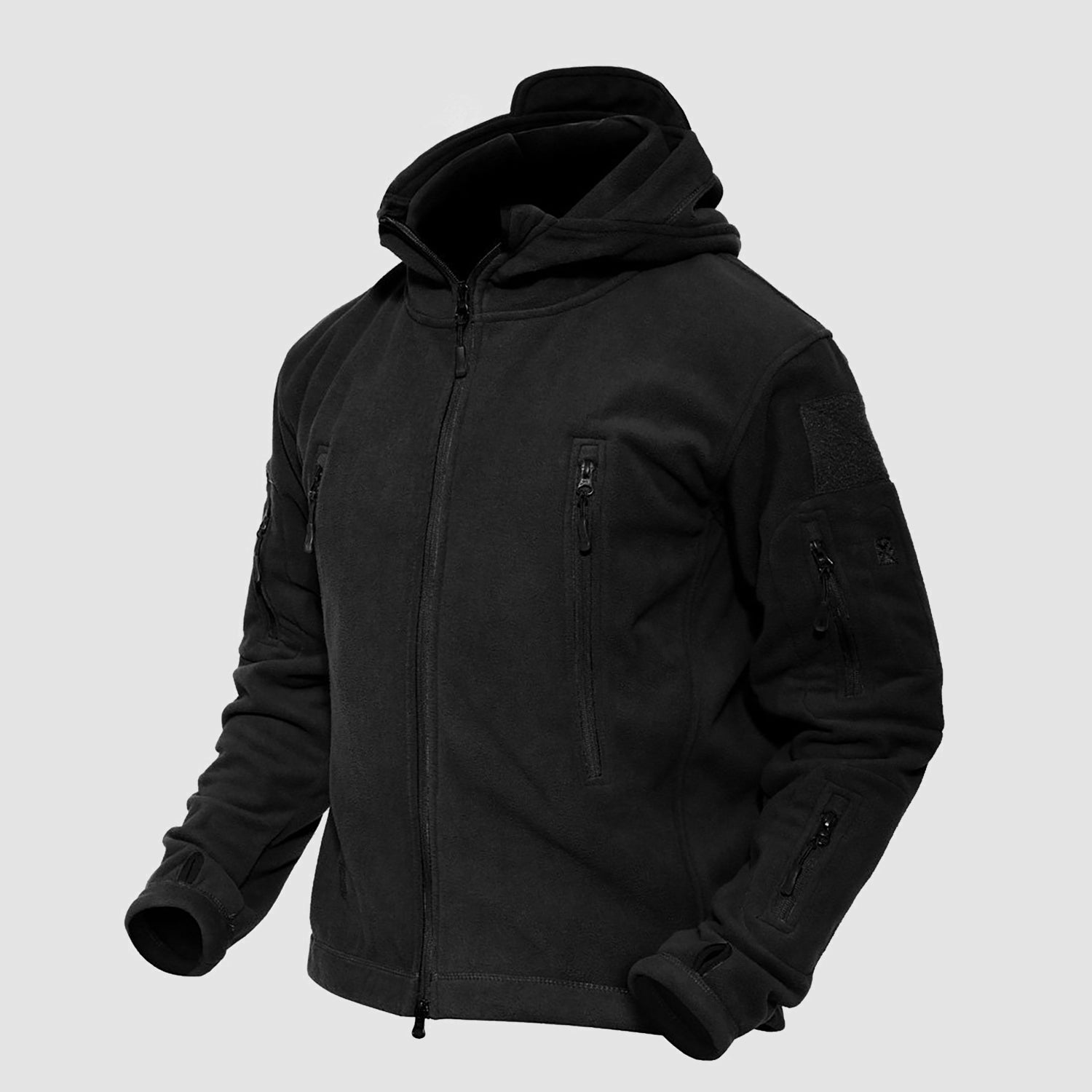 Men's Hoodie Fleece Jacket with 6 Zip-Pockets Warm Winter Jacket Military Tactical Jacket - Image 5