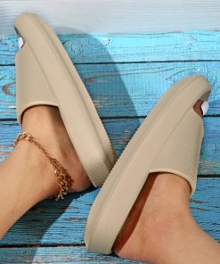 Alternative view of Women Beige Soft Thick Bottom Slides, Anti-slip Bathroom Slippers