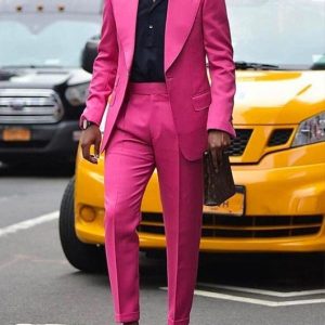 Barbie Plain Lapel Collar Blazer & Straight Pants 2Pcs Set