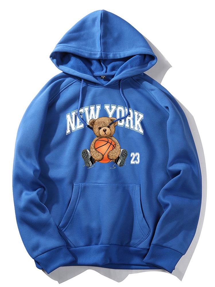 New York Basketball Bear Print Hoodie - Image 8