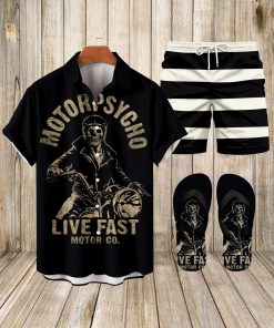 Suitmens Men's Modified Motorcycle Print Shirt Three-Piece Set 065