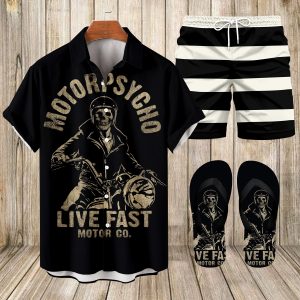 Suitmens Men's Modified Motorcycle Print Shirt Three-Piece Set 065