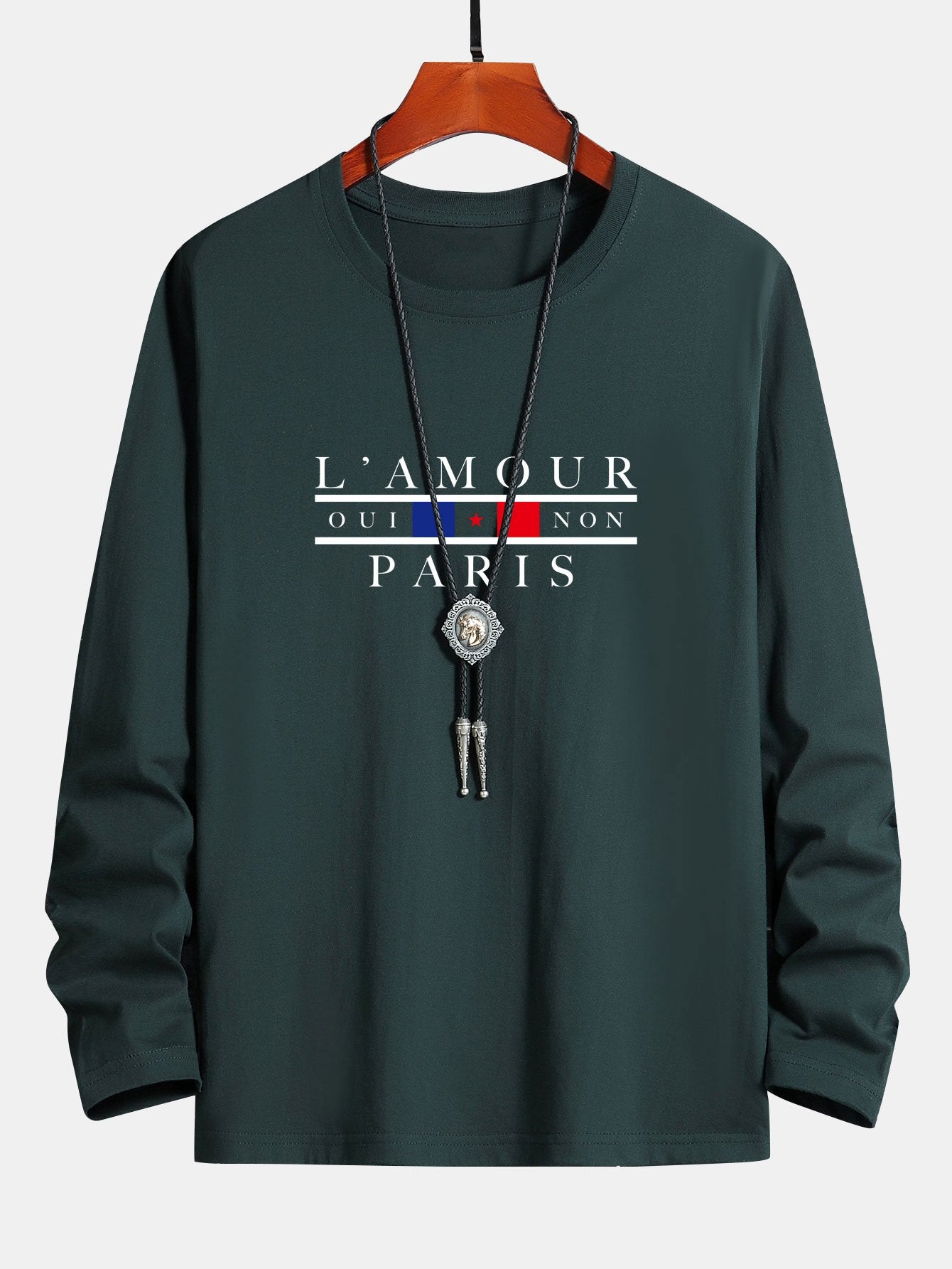 Long Sleeve Paris Slogan Print Cotton T-Shirt - Image 7