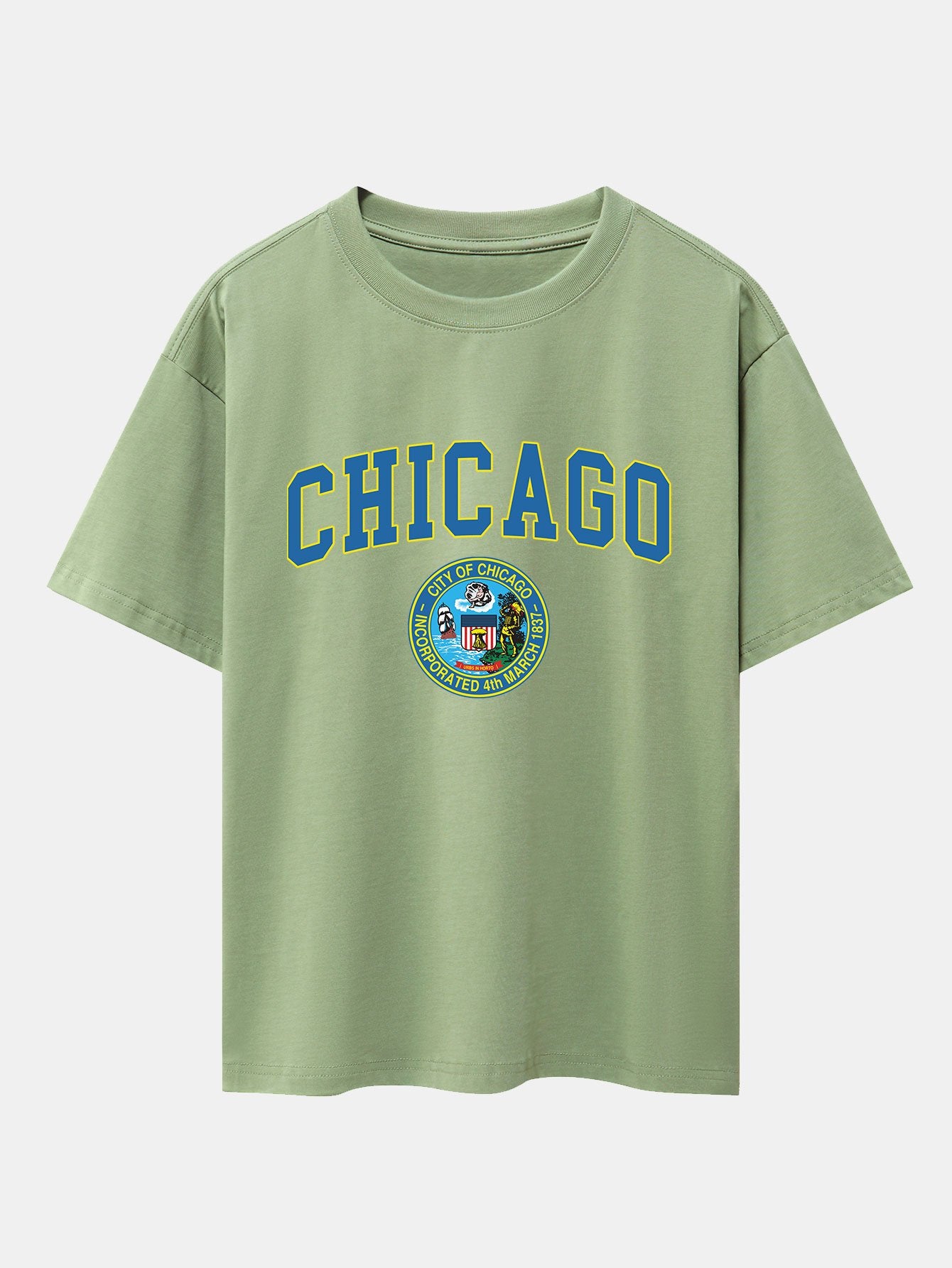 Chicago Coat Of Arms Print Drop Shoulder Oversize T-Shirt - Image 7