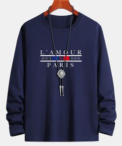 Alternative view of Long Sleeve Paris Slogan Print Cotton T-Shirt