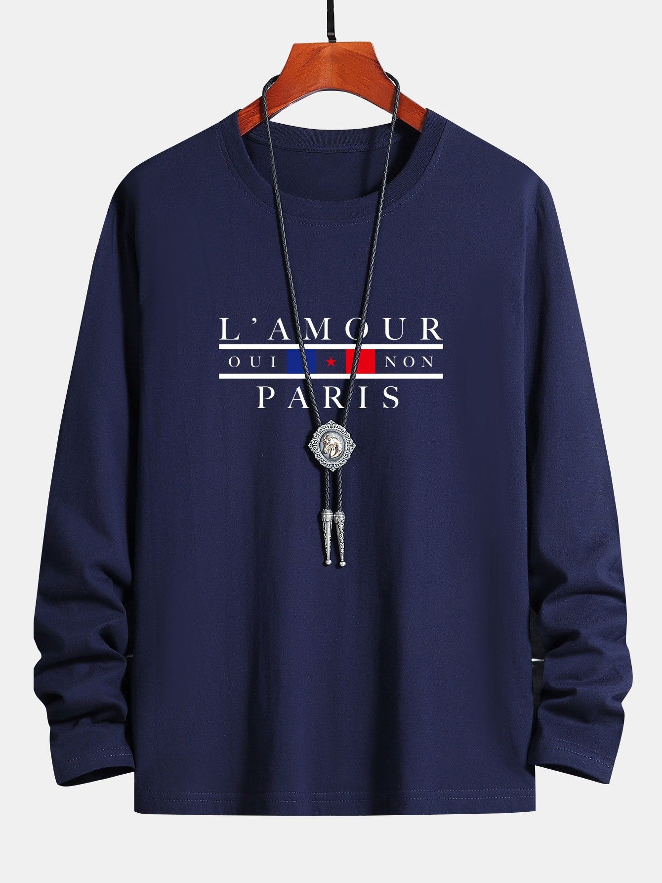 Long Sleeve Paris Slogan Print Cotton T-Shirt - Image 2