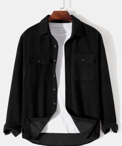 Alternative view of Long Sleeved Corduroy Button Up Shirt With Pockets