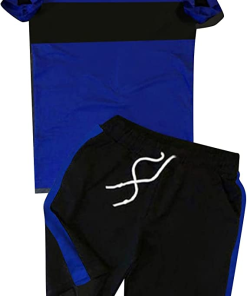 Suitmens Men's Simple Colorblock Print Shorts Set 076