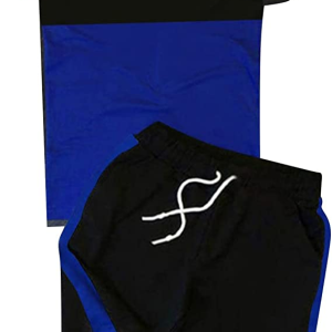 Suitmens Men's Simple Colorblock Print Shorts Set 076