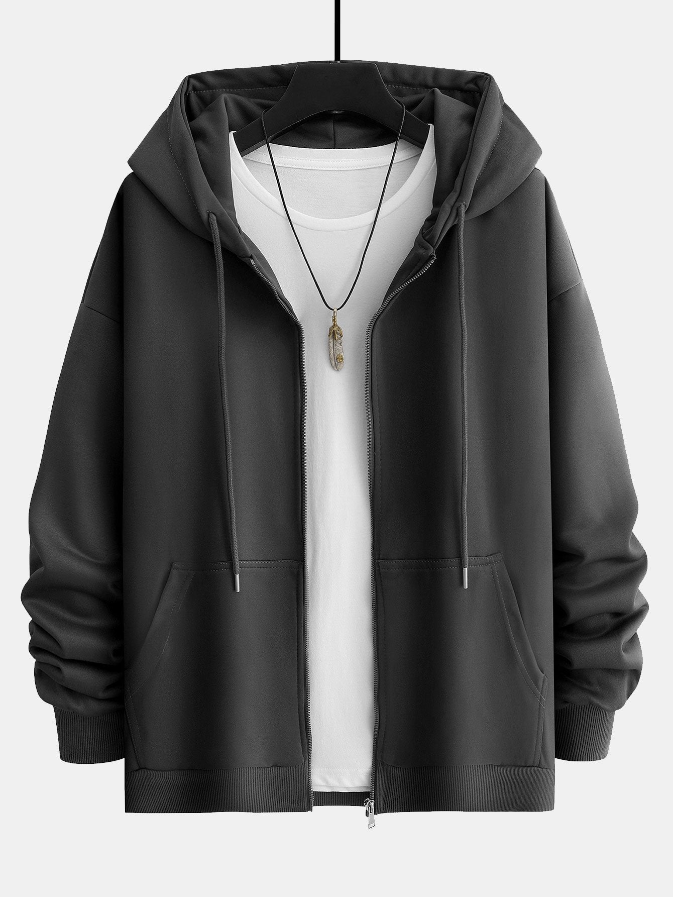 Basic Relax Fit Zip Hoodie - Image 6