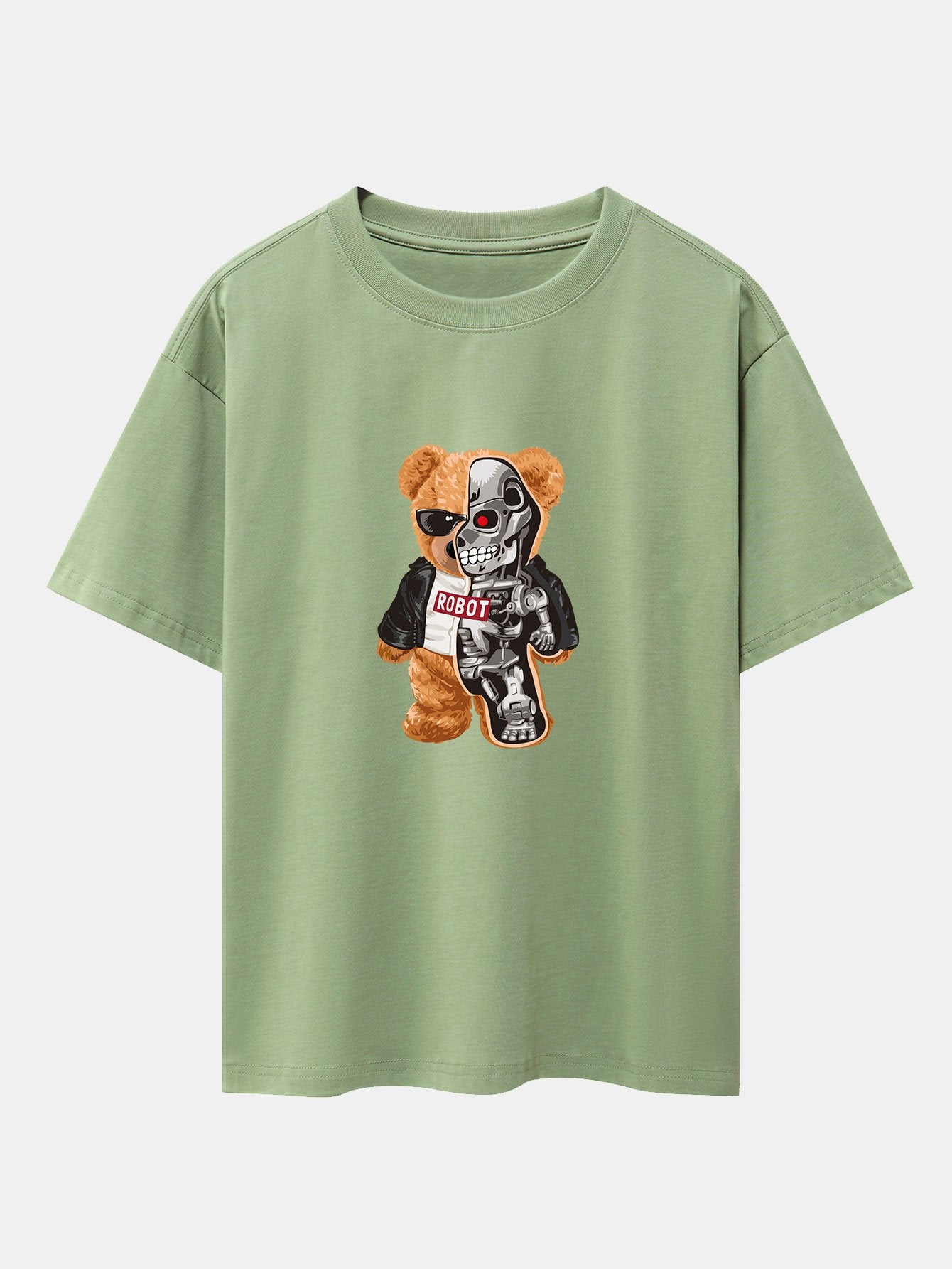Robot Bear Print Heavy Weight Oversize T-Shirt - Image 5