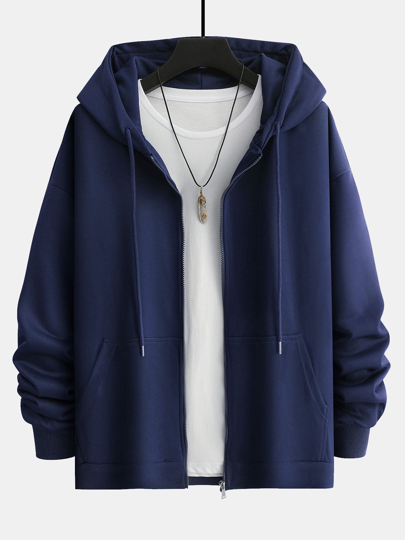 Basic Relax Fit Zip Hoodie - Image 5