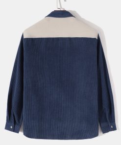 Long Sleeve Corduroy Patchwork Shirt