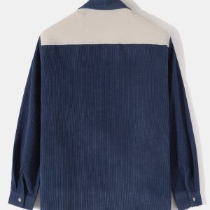 Long Sleeve Corduroy Patchwork Shirt