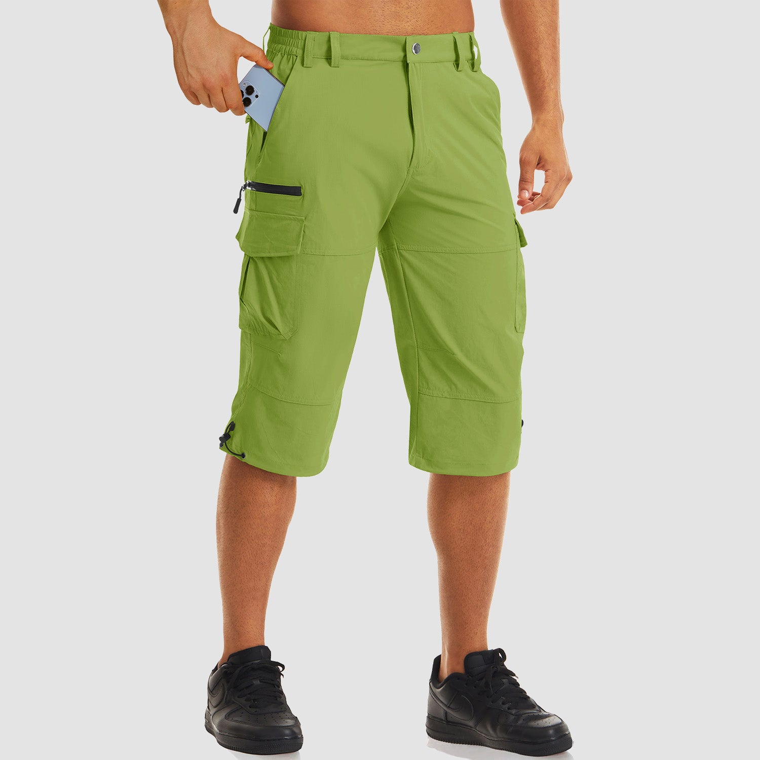 Men's Workout Gym Shorts with 7 Pockets Quick Dry 3/4 Capri for Hiking - Image 8