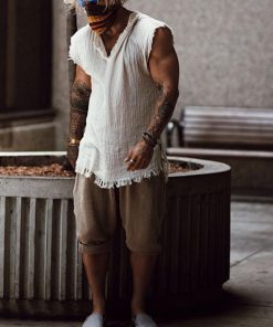 Alternative view of Men's Linen Holiday Plain Tank Top