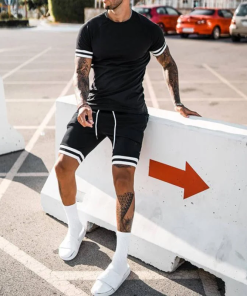 Men's casual simple short sleeve two piece suit