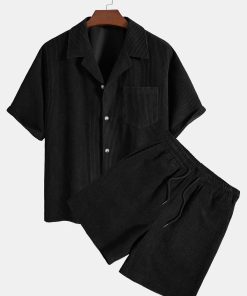 Short Sleeve Corduroy Boxy Shirt & Corduroy Shorts