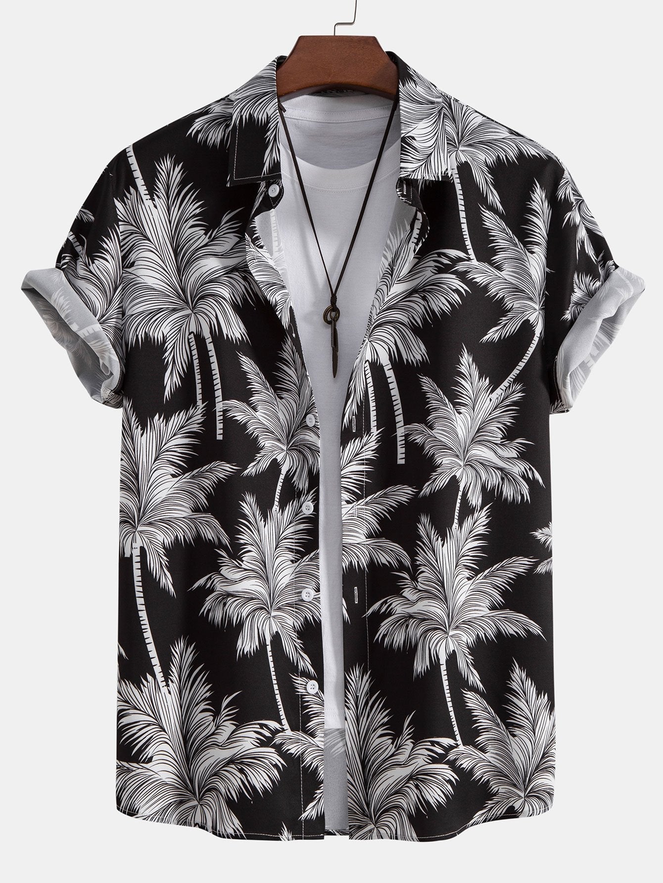 Palm Tree Print Button Up Shirt & Swim Short - Image 5