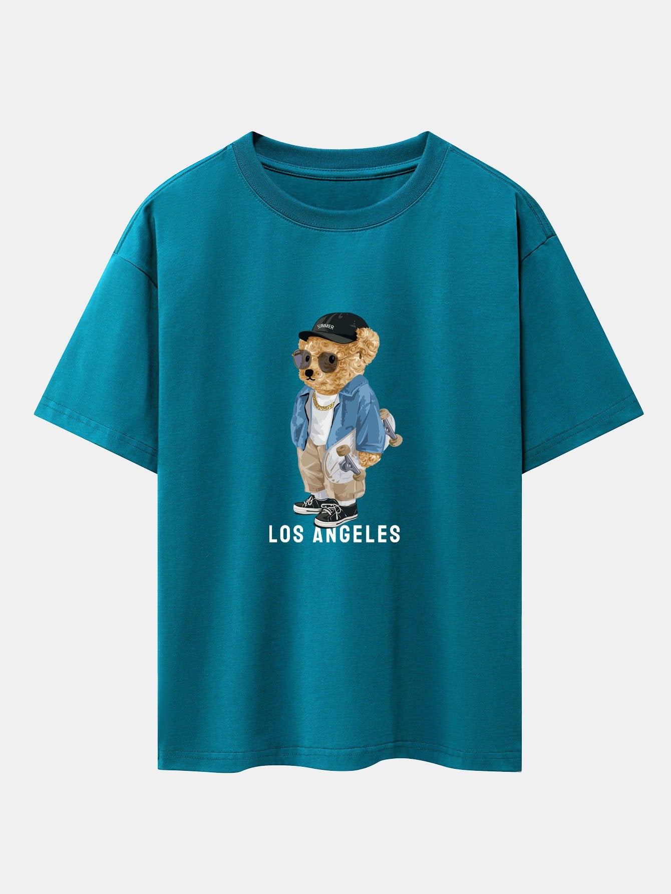 Los Angeles Skate Bear Print Heavy Weight Oversize T-Shirt - Image 4