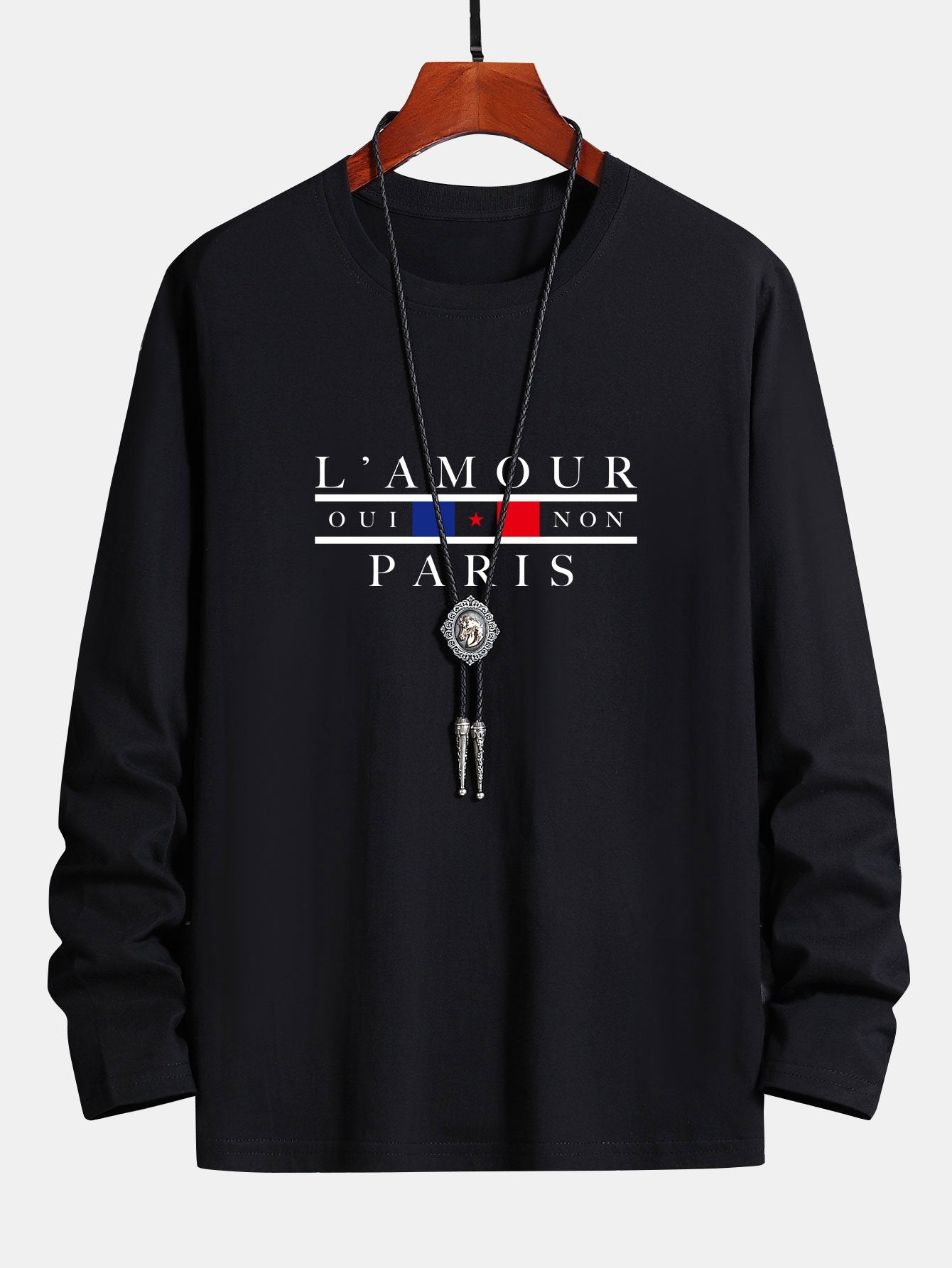 Long Sleeve Paris Slogan Print Cotton T-Shirt - Image 14