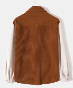 Long Sleeve Color Block Corduroy Shirt