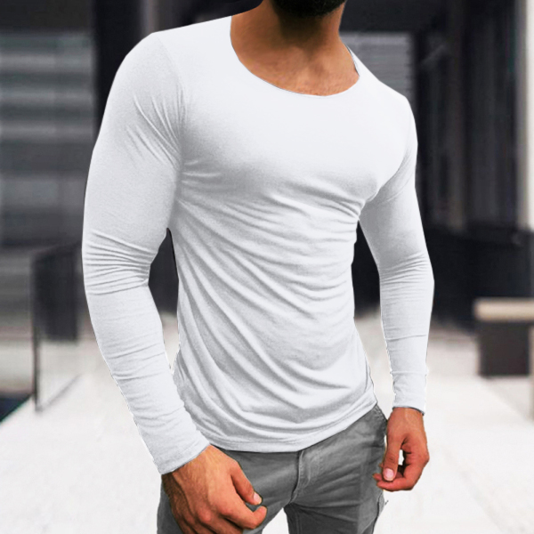 Men's Basic Cotton Breathable Long Sleeve T-Shirt - Image 2