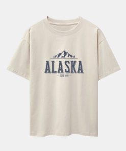 Vintage Alaska Letter Print Heavy Weight Oversize T-Shirt