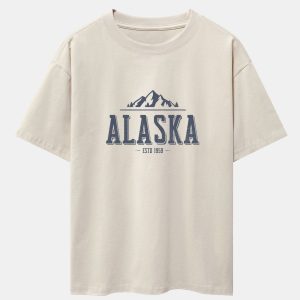 Vintage Alaska Letter Print Heavy Weight Oversize T-Shirt