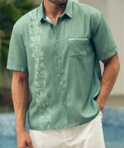 Alternative view of Tropical Floral Print Short Sleeve Casual Shirt