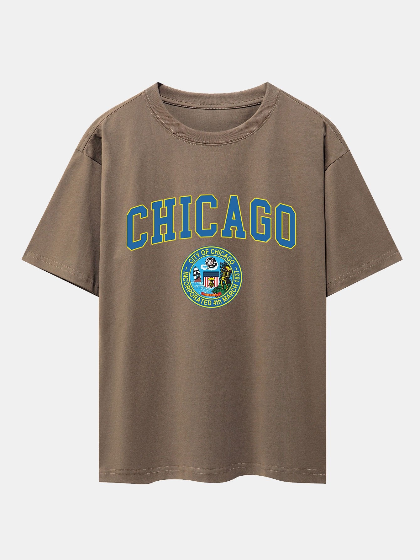 Chicago Coat Of Arms Print Drop Shoulder Oversize T-Shirt - Image 4