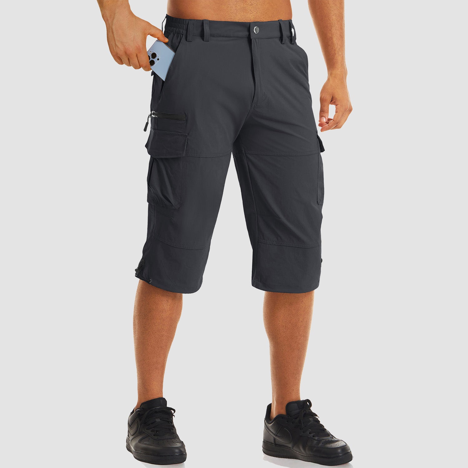 Men's Workout Gym Shorts with 7 Pockets Quick Dry 3/4 Capri for Hiking - Image 14