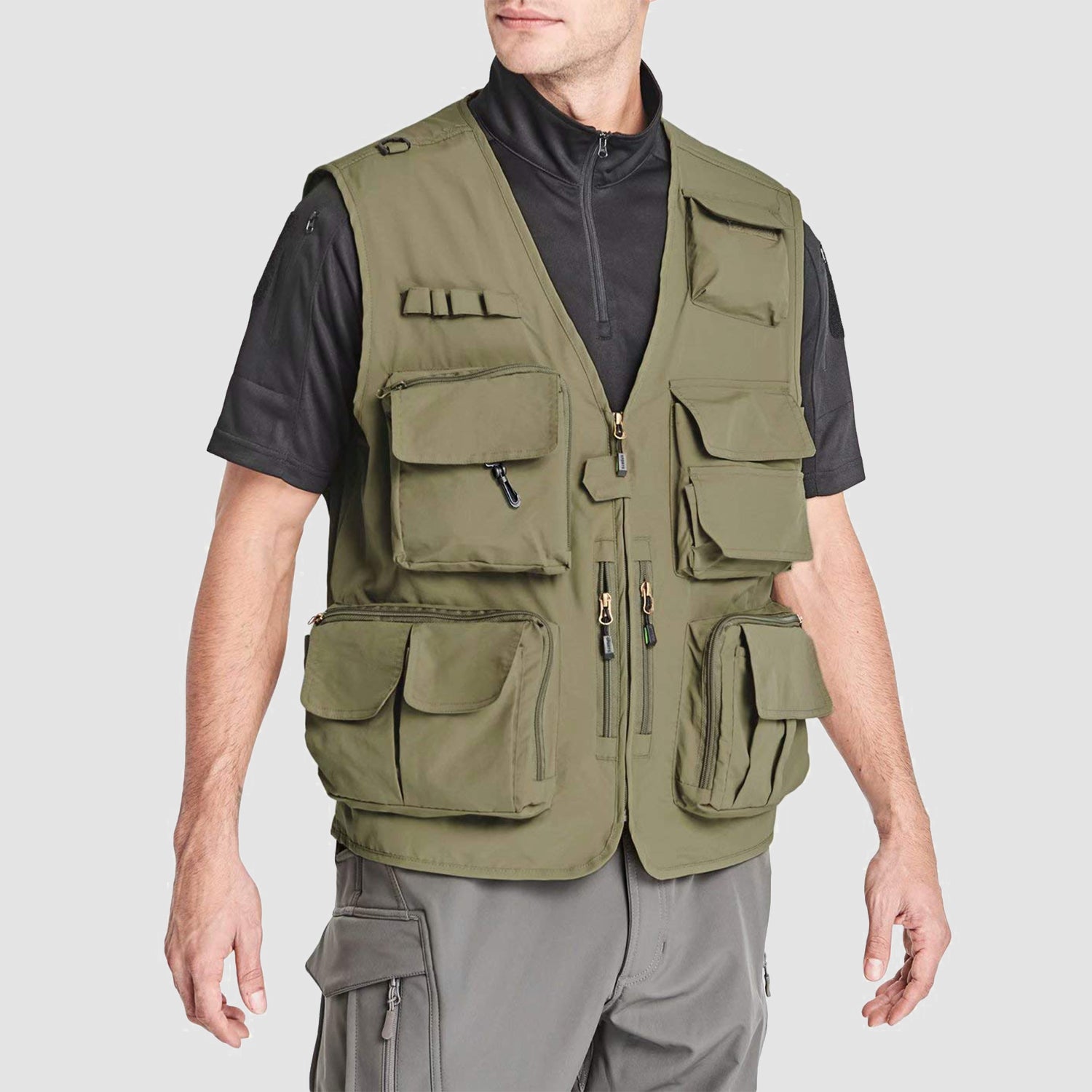 Men's Outerwear Vests Mesh Sleeveless Outdoor Work Vest with Multi Pockets Cargo Waistcoat Fishing - Image 9