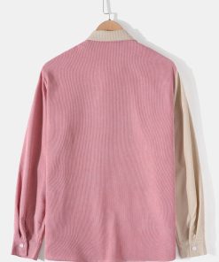 Long Sleeve Patchwork Corduroy Shirt