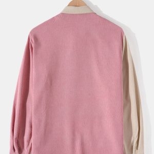 Long Sleeve Patchwork Corduroy Shirt