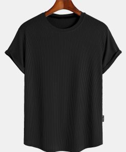 Alternative view of Muscle Fit Arc Hem Textured T-Shirt