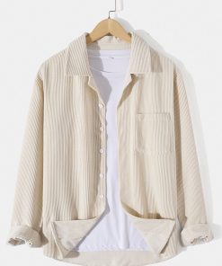 Long Sleeved Corduroy Revere Collar Shirt