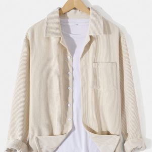 Long Sleeved Corduroy Revere Collar Shirt