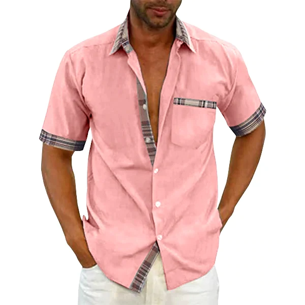 EvalonrealmTM Men's Casual Plaid Collar Button Summer Shirt - Image 5