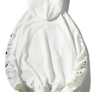 Relax Fit Ghost Print Hoodie