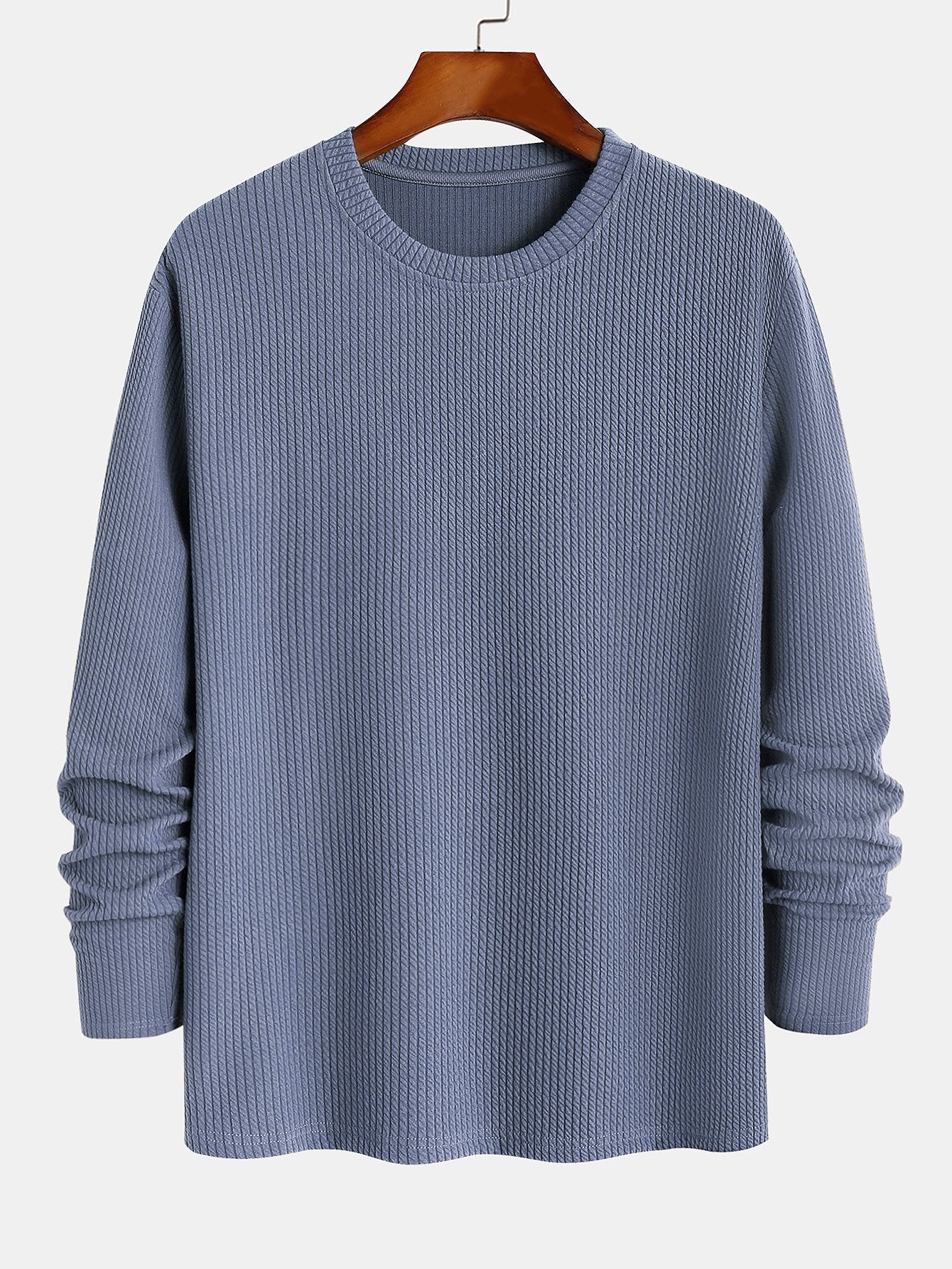 Long Sleeved Muscle Fit Ribbed T-Shirt - Image 3