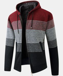 Alternative view of Zip Up Striped Hooded Sweater