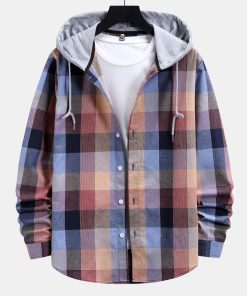 Alternative view of Contrast Hoodie Plaid Shirt