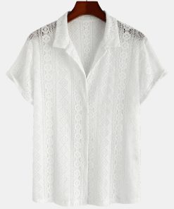 Alternative view of Geometry Textured Cuban Shirt & Shorts