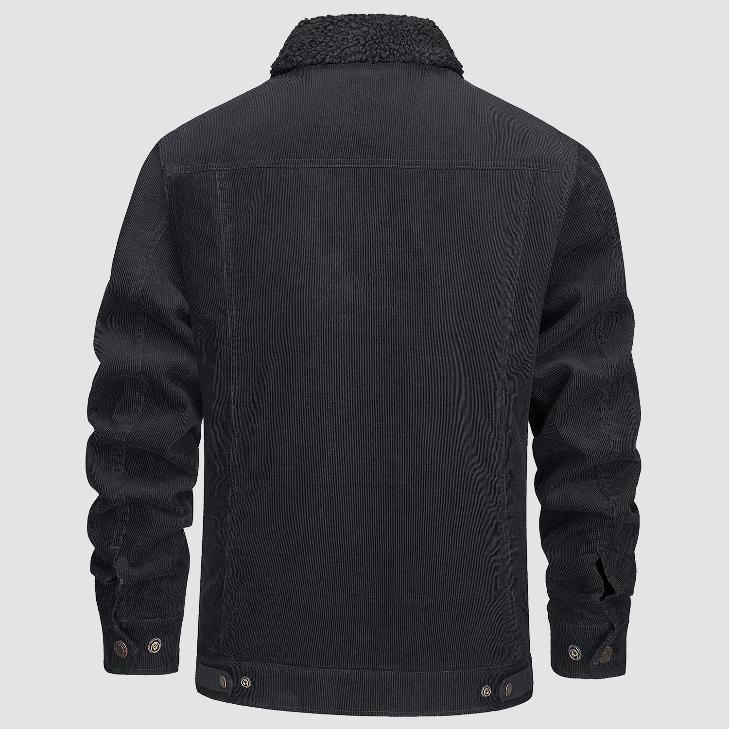 Men's Corduroy Jacket Sherpa Lined Cargo Jackets Cotton Turn Down Collar Winter Warm Casual Work Coat with 5 Pockets - Image 9