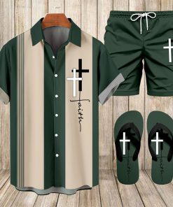Suitmens Men's Hawaii Vacations Print Shirt Three-Piece Set 056