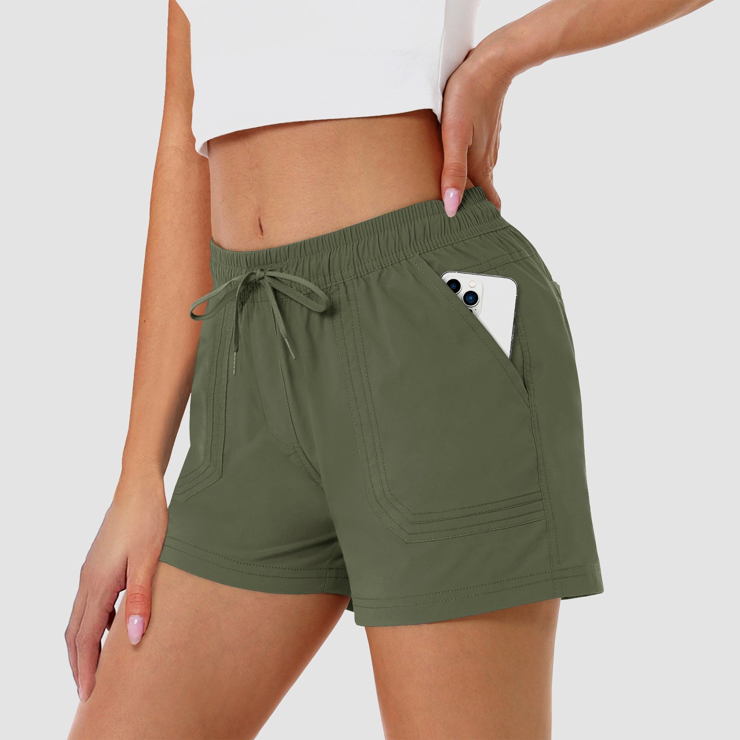 Women's Running Shorts Gym Workout Quick Dry Relaxed Fit Casual Shorts with 2 Pockets - Image 3