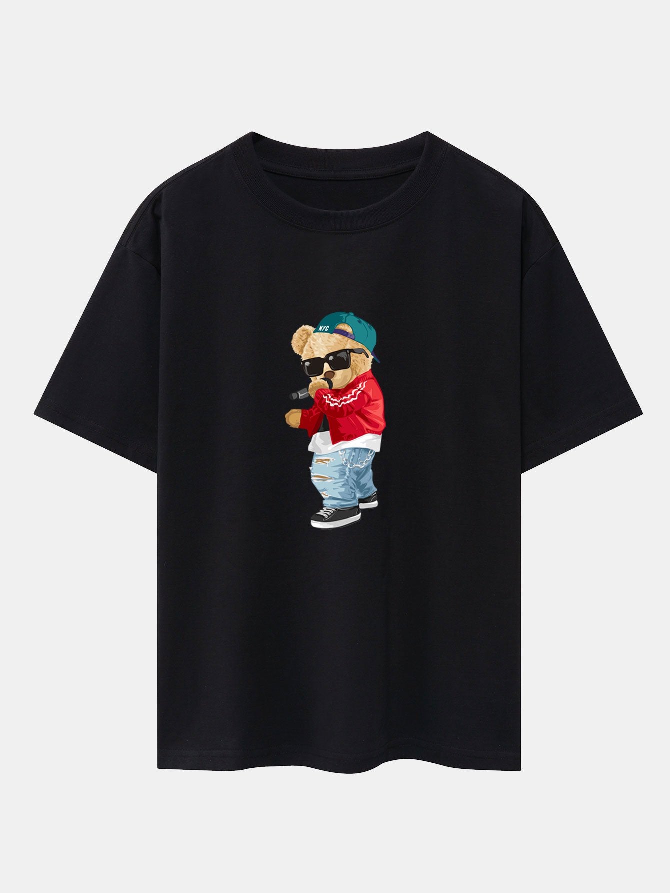 Hip Hop Singer Bear Print Heavy Weight Oversize T-Shirt - Image 10